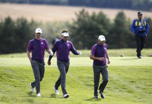 Tre stelle del Team Europe (Rose, Poulter-Garcia) provano il campo (Afp)