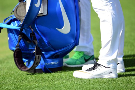 AUGUSTA, GEORGIA - APRIL 07: A detail of the Nike shoes Rory McIlroy of Northern Ireland on the third hole during the first round of the 2016 Masters Tournament at Augusta National Golf Club on April 7, 2016 in Augusta, Georgia. Harry How/Getty Images/AFP