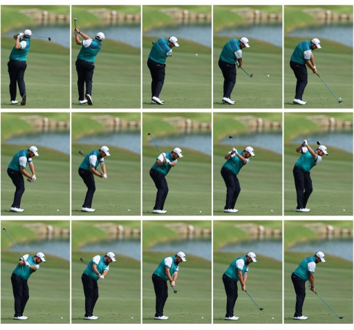 PONTE VEDRA BEACH, FL - MAY 11: (EDITORS NOTE: THIS IS A COMPOSITE IMAGE, ALL FULL SIZE INDIVIDUAL FILES ARE AVALIABLE) Shane Lowry of Ireland swing sequence during a practise round for THE PLAYERS Championship on The Stadium Course at TPC Sawgrass on May 11, 2016 in Ponte Vedra Beach, Florida. Richard Heathcote/Getty Images/AFP