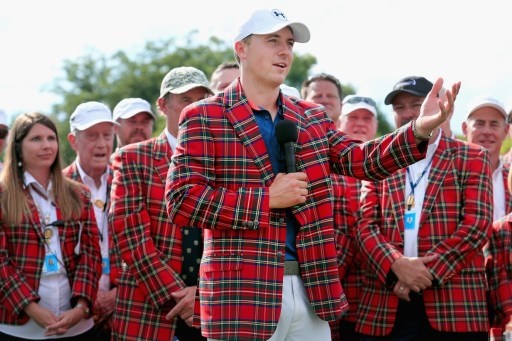 FORT WORTH, TX - MAY 29: Jordan Spieth addresses the gallery after winning the DEAN & DELUCA Invitational at Colonial Country Club on May 29, 2016 in Fort Worth, Texas. Tom Pennington/Getty Images/AFP