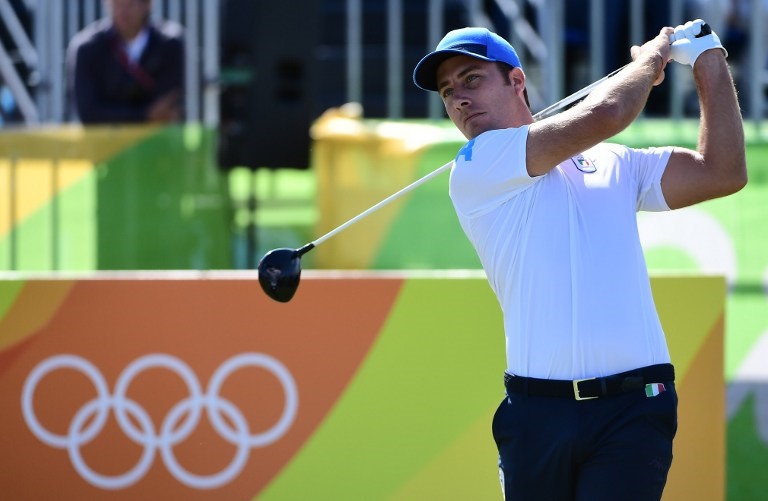 Italy's Nino Daniele Bertasio competes in the men's individual stroke play at the Olympic Golf course during the Rio 2016 Olympic Games in Rio de Janeiro on August 11, 2016. / AFP PHOTO / Emmanuel DUNAND