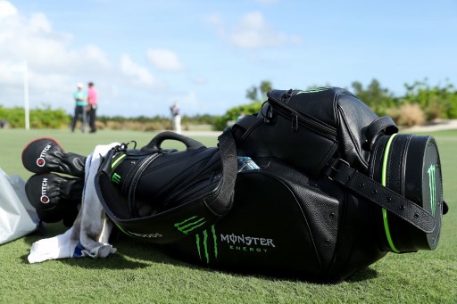 NASSAU, BAHAMAS - NOVEMBER 29: Detail of the bag for Tiger Woods as he practices on the putting green ahead of the Hero World Challenge at Albany, The Bahamas on November 29, 2016 in Nassau, Bahamas. Christian Petersen/Getty Images/AFP