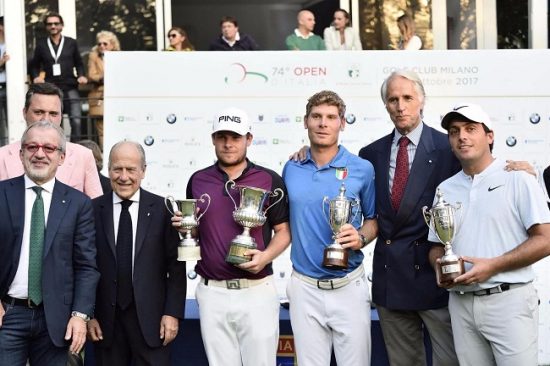 Open d'Italia Roberto Maroni, Franco Chimenti, Tyrrell Hatton, Lorenzo Scalise, Giovanni Malagò, Francesco Molinari