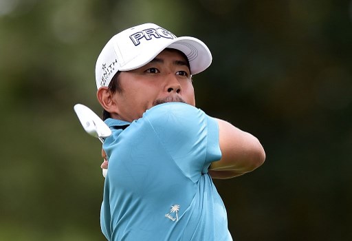 Satoshi Kodaira dopo il tee shot dalla buca 3 dell' RBC Heritage (foto Afp).