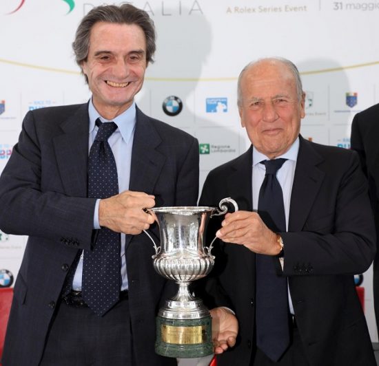 MILANO Attilio Fontana (che gioca 11 di handicap) e Franco Chimenti alla presentazione dell'Open 2018 (foto Ansa)