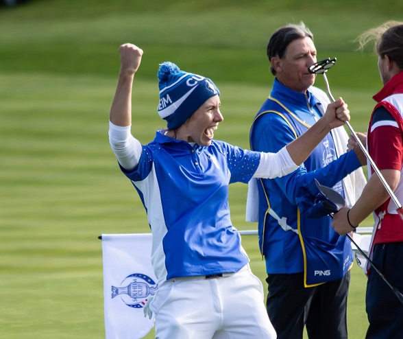 GLENEAGLES Carlota Ciganda dopo un putt decisivo alla Solheim Cup 2019 (Foto Ashley Harris).