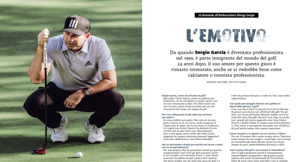 Sergio Garcia nell'intervista alla rivista GOLF ITALIA