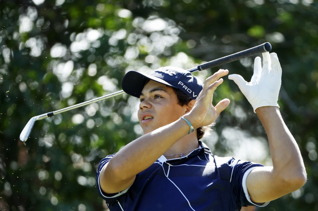 HOBE SOUND  Charlie Woods non la prende proprio bene nel giro di pre-qualifica al The Cognizant Classic (Foto di Cliff Hawkins / GETTY IMAGES NORTH AMERICA / Getty Images via AFP)