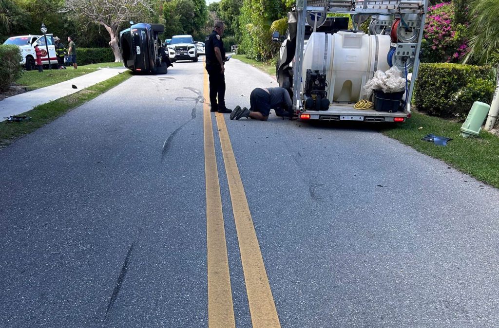 Il luogo dell'incidente di Tiger Woods (foto Martin County Sheriff's Office) 